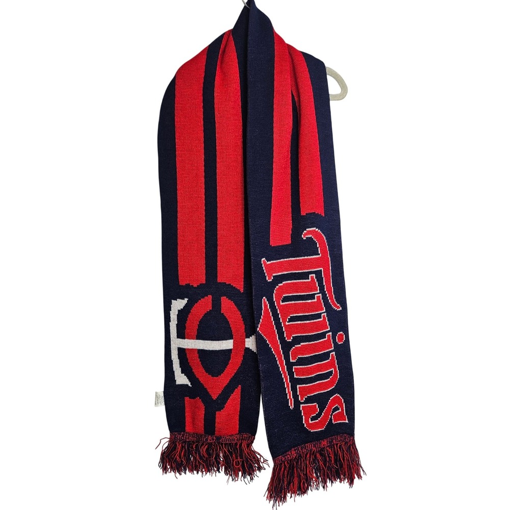 Minnesota Twins MLB Scarf Forever Collectibles Navy Red Knit Fringe One Size EUC